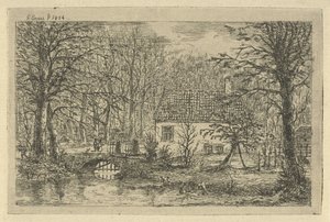 Hus med bro over grøft Jægerens hus i Haagsche Bosch