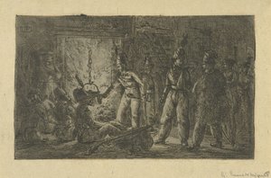 Soldater ved bålet af Gerardus Emaus de Micault
