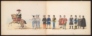 Masquerade of the Leiden Students, 1855 (plade 11) Udklædt procession afholdt af medlemmerne af Leidens studentkorps den 12. juni 1855 til fejring af 280-året for Leidsche Hoogeschool, der viser Charles V