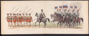 Masquerade of the Leiden Students, 1870 (plade 18) Udklædt procession afholdt af medlemmerne af Leidens studentkorps den 7. juni 1870 til fejring af 295-året for Leidsche Hoogeschool, der skildrer et besøg i Leiden i af Gerardus Johannes Bos