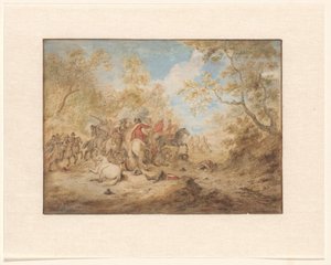 Landskab med kæmpende ryttere af Gerardus Josephus Xavery