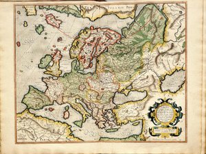 Atlas eller kosmografiske meditationer om verden og fremstillede Fugura Europa: Livland, Rusland af Gerardus Mercator