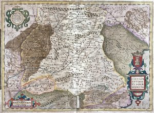 Castillia med Madrid og Toledo, Spanien (gravering af Gerardus Mercator