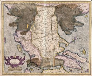 Makedonien og Grækenland (stik af Gerardus Mercator