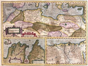 Nordafrika med belejring af Tunis og Nildeltaet (gravering af Gerardus Mercator