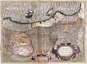 Oviedo, Burgos, Bilbao, Bayonne (Asturien), Spanien (gravering af Gerardus Mercator