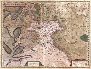 Saintonge med La Rochelle og Ile Oleron, Frankrig (gravering af Gerardus Mercator