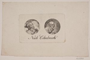 Blad med to tondoportrætter af Gerhard Ludvig Lahde