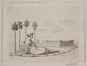 Liggende kvinde ved fort af Gerhard Ludvig Lahde