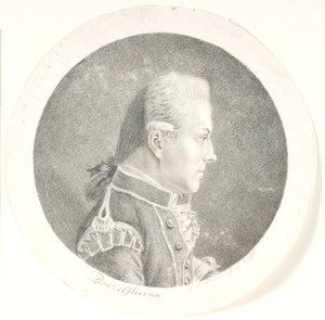 Portræt af Lars Benzelstjerne, svensk søofficer (1759-1808). Brystbillede. Profil til højre af Gerhard Ludvig Lahde