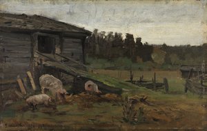 Grisene ved Barn Bridge af Gerhard Munthe