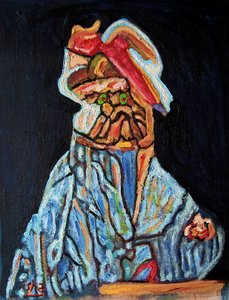 Olive eyed Dog Shaman, 2022 (olie på lærred) af Gerhardt Isringhaus