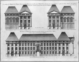 Forhøjning af Hopital des Enfants Trouves, indgraveret af Pierre Patte (1723-1814) 1748 af Germain Boffrand