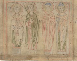 De hellige Cyprian, Vitus, Stephan og Cornelius af German 12th Century