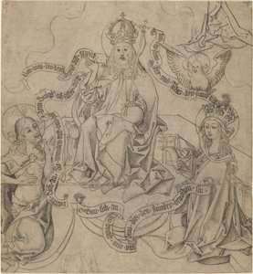 Kristus og Maria går i forbøn hos Gud Fader af German 15th Century