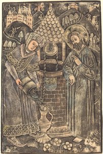 Kristus og Samarias kvinde af German 15th Century