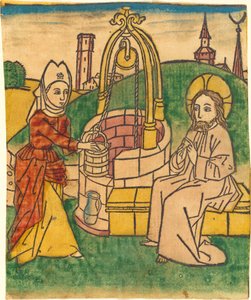 Kristus og Samarias kvinde af German 15th Century
