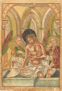 Kristus i graven med to engle af German 15th Century