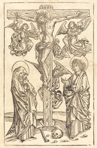 Kristus på korset med engle af German 15th Century