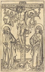 Kristus på korset med engle af German 15th Century