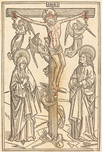 Kristus på korset med engle af German 15th Century