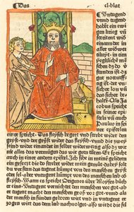 Kronet mand på en trone med jomfruen stående til venstre af German 15th Century