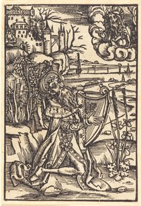 David spiller på harpe af German 15th Century
