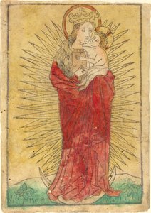 Madonna og barn i en herlighed, der står på en halvmåne af German 15th Century