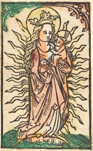 Madonna og barn i en herlighed, der står på en halvmåne af German 15th Century
