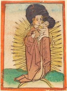 Madonna og barn i en herlighed, der står på en halvmåne af German 15th Century