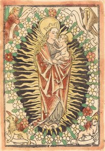 Madonna og barn i en rosenkrans af German 15th Century