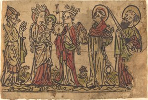 Madonna og barn med fire hellige af German 15th Century