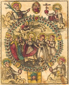 Madonna i rosenkrans med hellige af German 15th Century