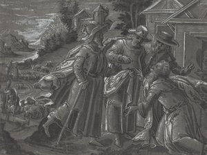 Abraham underholder englene [verso] af German 16th Century