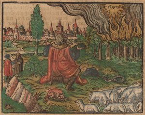Moses og den brændende busk af German 16th Century