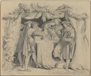 Mænd kaster terninger af German 19th Century