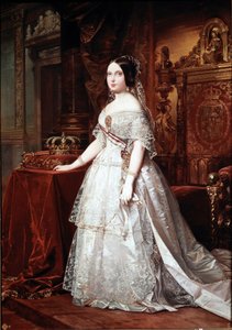Portræt af dronningen af Spanien Isabelle de Bourbon (Isabel de Borbon) II (1830-1904) Maleri af tyske Hernandez Amores (1823-1894) af German Hernandez Amores