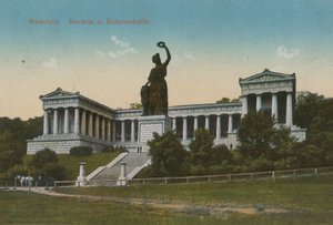 Bavaria-statuen og Ruhmeshalle, München. Postkort sendt i 1913. af German Photographer