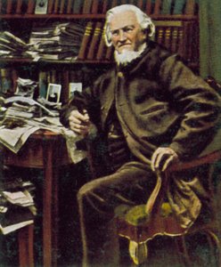 Hoffmann von Fallersleben, tysk digter (farvelagt foto)