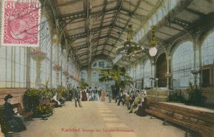 Karlsbad - inde i kolonnaden. Postkort sendt i 1913. af German Photographer