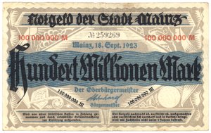 En hundrede million mark seddel, 1923 af German School