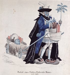 En mand beskyttet mod kolera under epidemien i 1832 af German School