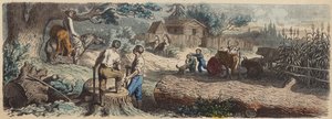 En ny bosættelse i det amerikanske vest (farvet indgravering) af German School