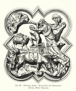 Abraham ofrer sin søn Isak til ofring, bronze relief af Filippo Brunelleschi (stik) af German School