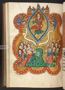 Tilføje. 60629, f.103v Himmelfarten (vellum) af German School