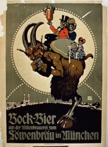 Annonce for Bock Beer fra Lowenbrau Brewery, München af German School
