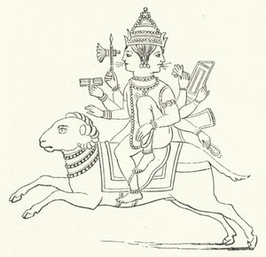 Agni, hinduistisk ildgud (Enjiraving) af German School