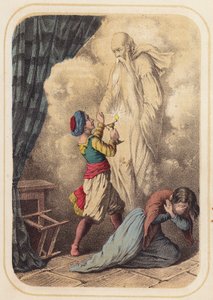 Aladdin, en scene fra Tusind og én nat (farve litho) af German School