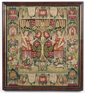 Allegorisk gobelinpudebetræk, Nordtyskland, sandsynligvis Hamborg, ca. 1600-50 af German School