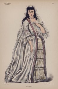 Amalie, fra Die Rauber (Røverne) af Friedrich Schiller (farve litho) af German School